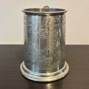 Declaration of Independence glass bottom pewter tankard with pistol hand…
